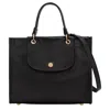 Longchamp Black Handbag With Embossed Logo On The Front And Adjustable And Removable Shoulder Strap In Leather In Black