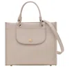 Longchamp Grey Handbag With Embossed Logo On The Front And Adjustable And Removable Shoulder Strap In Leather In Clay