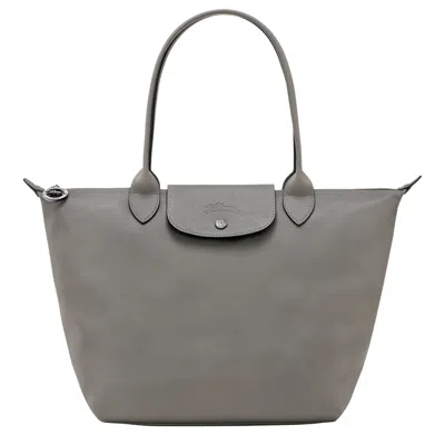 Longchamp Medium Le Pliage Xtra Leather Shoulder Tote In Grey
