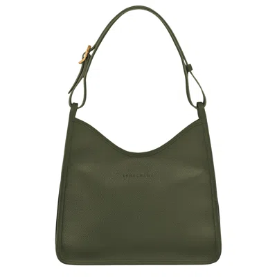 Longchamp Sac Porté Épaule M Le Foulonné In Khaki