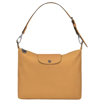 Longchamp M Le Pliage Xtra Yellow Shoulder Bag With Engraved Logo In Leather Woman