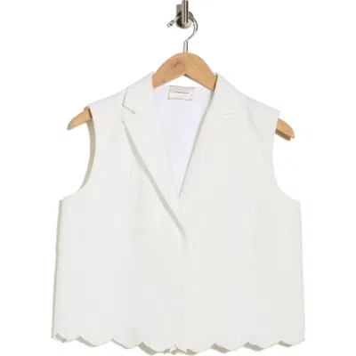 Longchamp Scallop Hem Vest In White