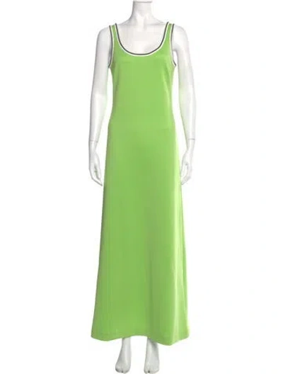 Pre-owned Longchamp Scoop Neck Long Dress In Green