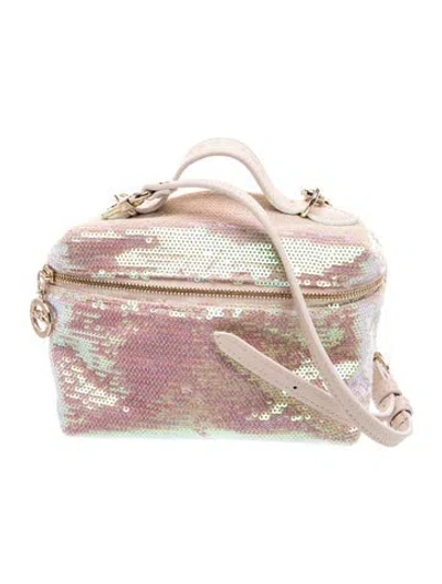 Pre-owned Longchamp Sequins Le Pliage Collection Bolso Bandolera In Neutral