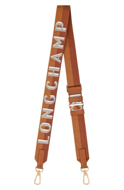 Longchamp Shadow Adjustable Canvas Shoulder Strap In Brown