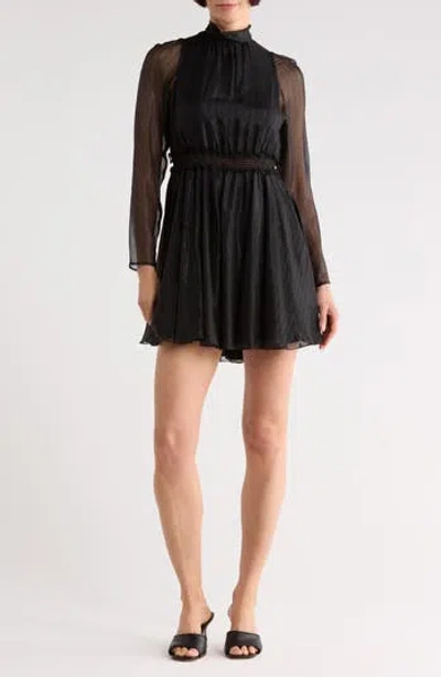 Longchamp Sheer Sleeve Silk Blend Dress In Multi