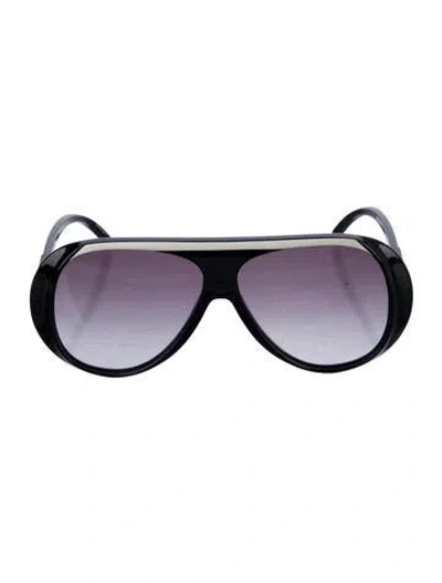 Pre-owned Longchamp Shield Gradient Sunglasses In Black