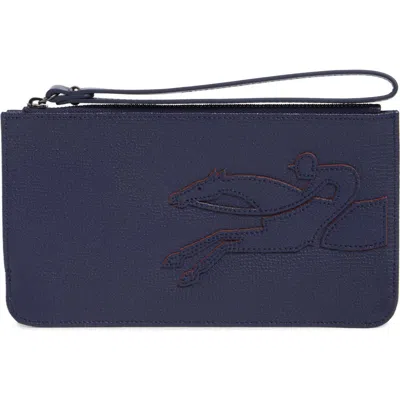 Longchamp Shop It Leather Wristlet In Navy