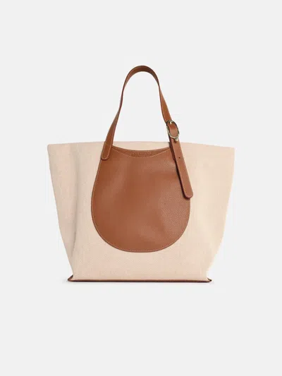 Longchamp 'shopping Complice' Caramel Cotton Tela Bag In Brown