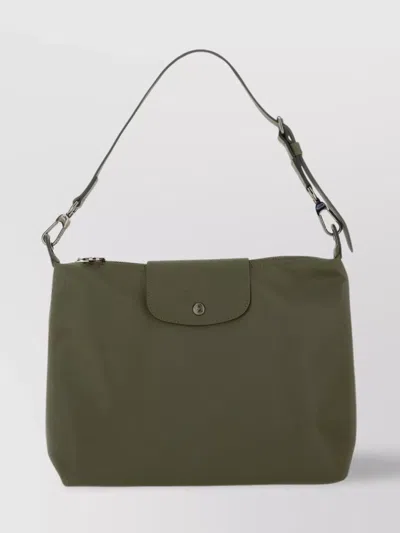 Longchamp Shoulder Bag With Adjustable Strap And Metal Hardware In Green