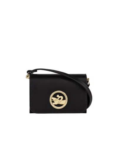 Longchamp Shoulder Strap Coin Purse In Black