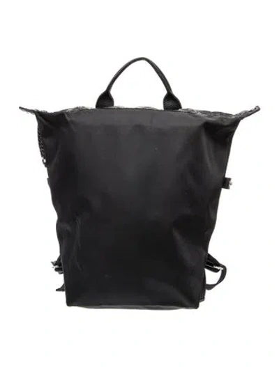 Pre-owned Longchamp Signature Backpack In Black