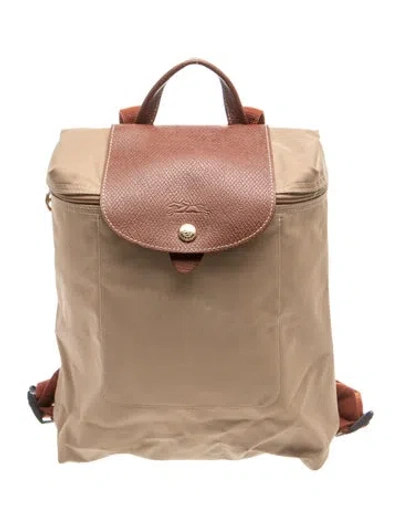Pre-owned Longchamp Signature Backpack In Brown