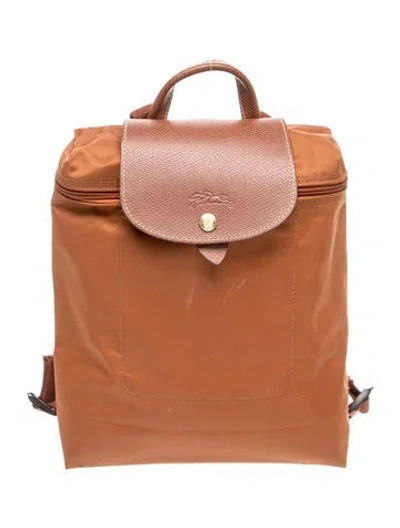 Pre-owned Longchamp Signature Backpack In Brown