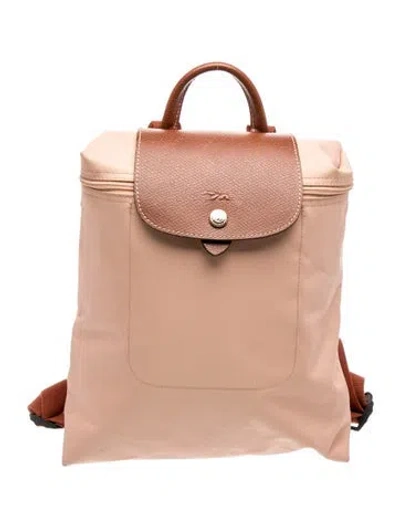 Pre-owned Longchamp Signature Backpack In Brown