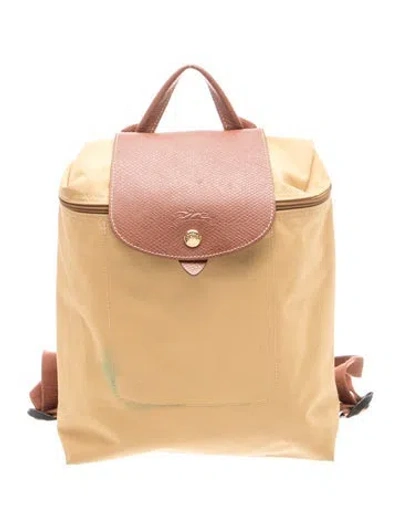 Pre-owned Longchamp Signature Backpack In Neutrals