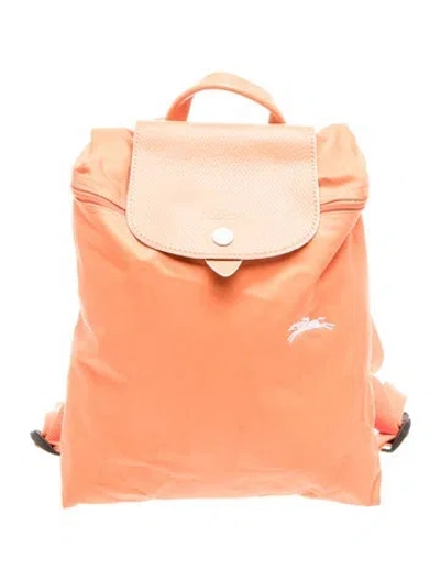 Pre-owned Longchamp Signature Backpack In Orange