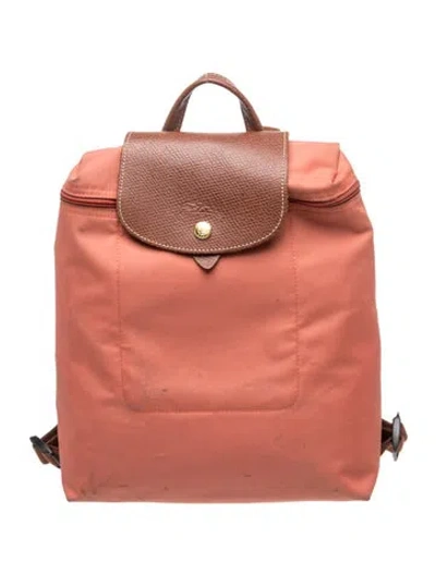 Pre-owned Longchamp Signature Backpack In Pink