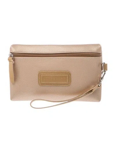 Pre-owned Longchamp Signature Clutch In Neutral
