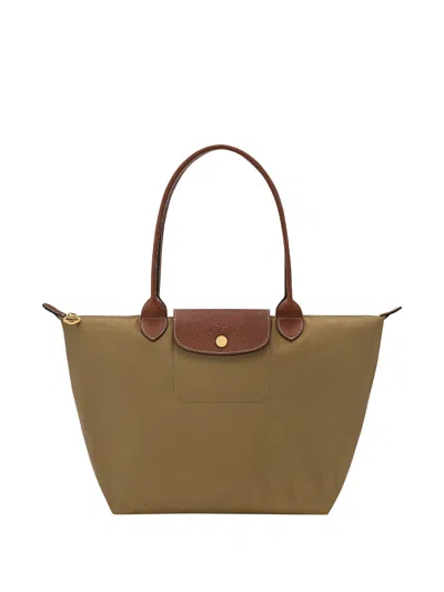 Longchamp Signature Fold-top Shoulder Handbag In Olive