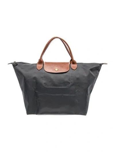 Pre-owned Longchamp Signature Le Pliage Handbag Medium In Black