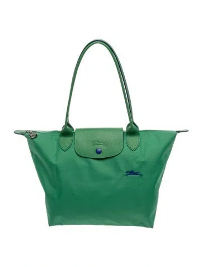 Pre-owned Longchamp Signature Le Pliage Shopper In Blue/green