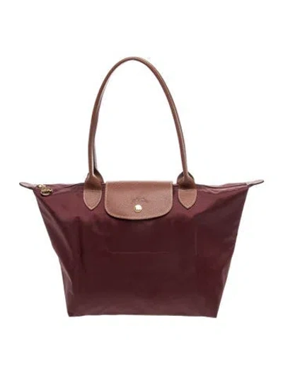Pre-owned Longchamp Signature Le Pliage Shopper In Burgundy