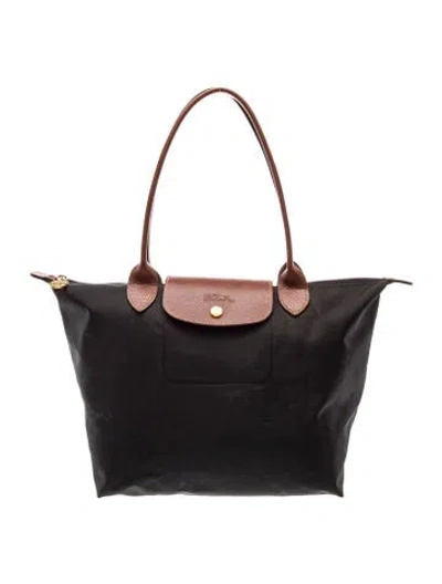 Pre-owned Longchamp Signature Le Pliage Shopping In Black