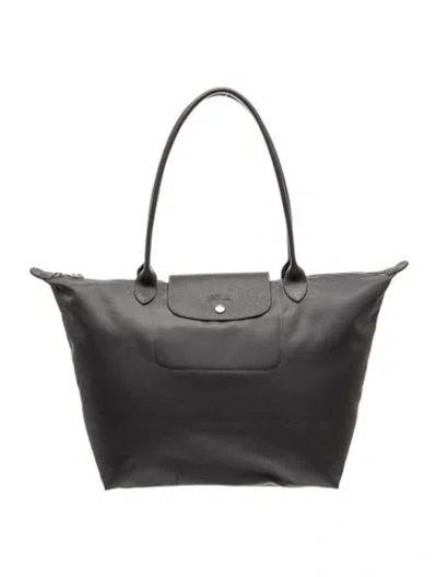 Pre-owned Longchamp Signature Le Pliage Tote In Grey