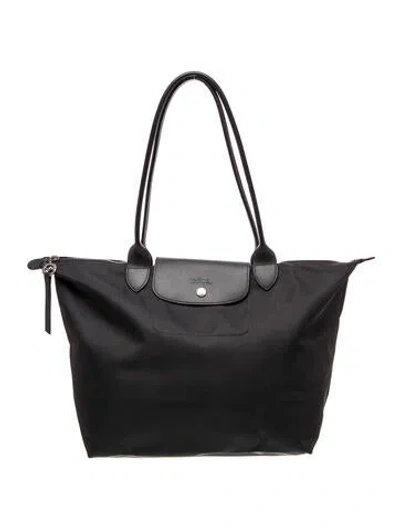 Pre-owned Longchamp Signature Shoulder Bag In Black