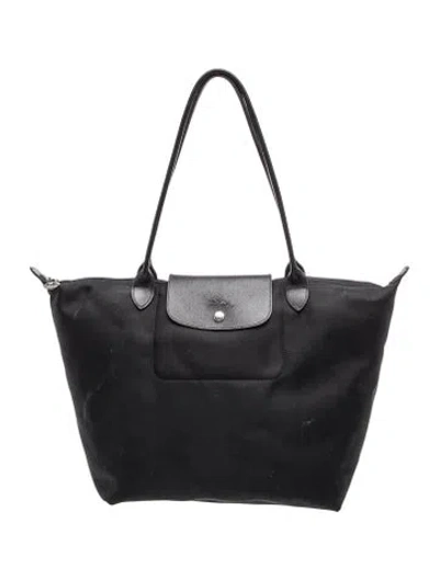 Pre-owned Longchamp Signature Shoulder Bag In Black