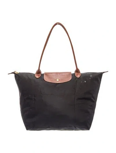 Pre-owned Longchamp Signature Shoulder Bag In Black