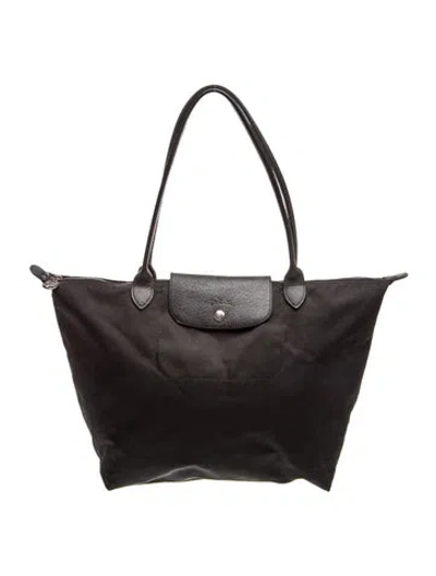 Pre-owned Longchamp Signature Shoulder Bag In Black