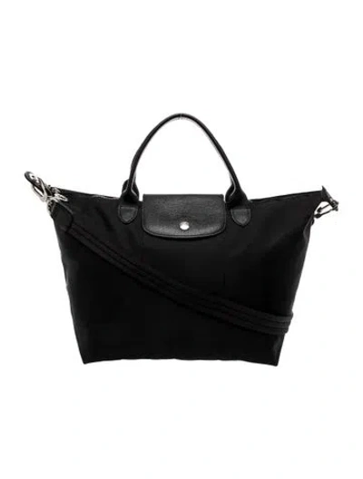 Pre-owned Longchamp Signature Top Handle Bag In Black