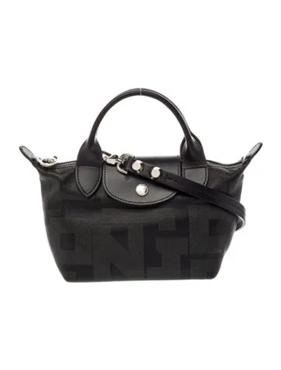 Pre-owned Longchamp Signature Top Handle Bag In Black