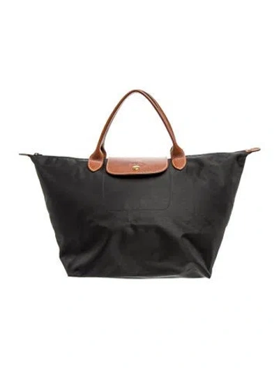 Pre-owned Longchamp Signature Top Handle Bag In Black