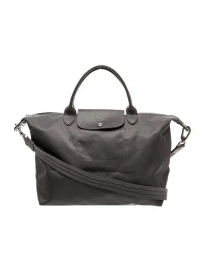 Pre-owned Longchamp Signature Top Handle Bag In Gray