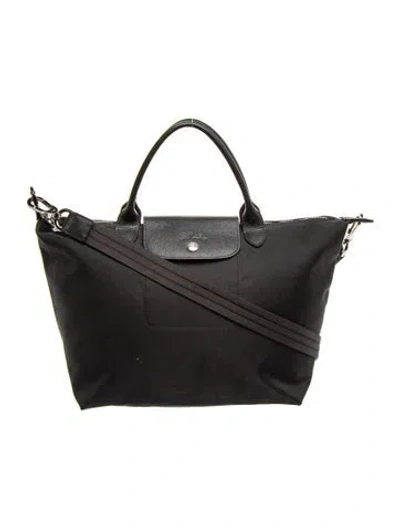 Pre-owned Longchamp Signature Top Handle Bag Medium In Black