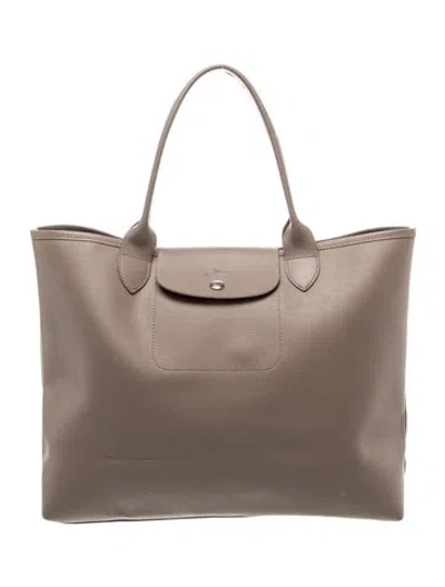 Pre-owned Longchamp Signature Top Handle Bag In Neutral