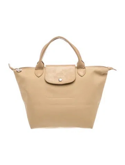 Pre-owned Longchamp Signature Top Handle Bag In Neutral