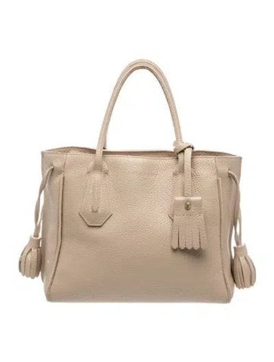 Pre-owned Longchamp Signature Top Handle Bag In Neutral