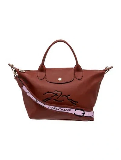 Pre-owned Longchamp Signature Top Handle Bag In Orange