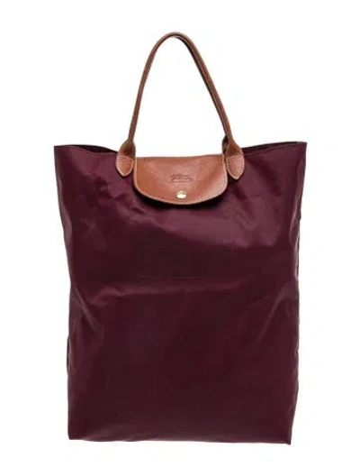 Pre-owned Longchamp Signature Top Handle Bag Vintage In Burgundy