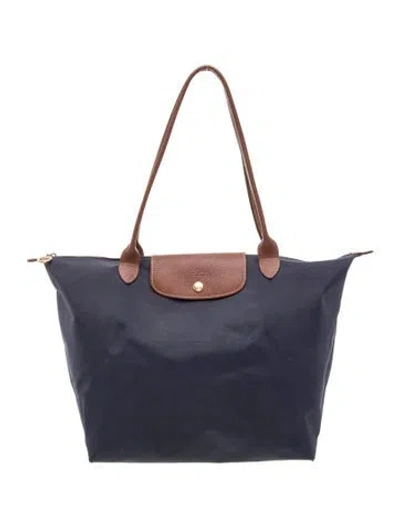 Pre-owned Longchamp Signature Tote In Blue