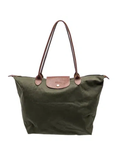 Pre-owned Longchamp Signature Tote In Green