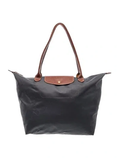 Pre-owned Longchamp Signature Tote In Grey