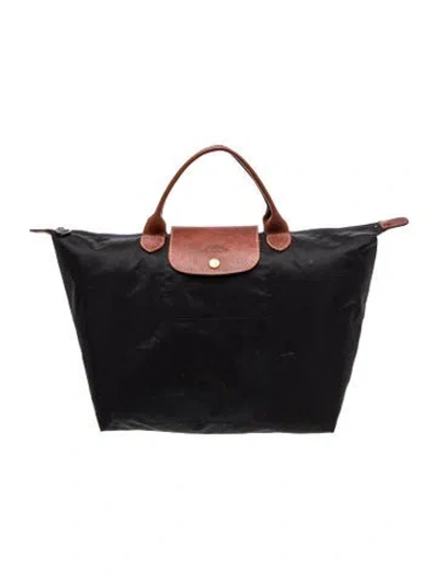 Pre-owned Longchamp Signature Tote Medium Vintage In Black