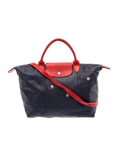 Pre-owned Longchamp Signature Weekender Bag In Blue