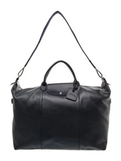 Pre-owned Longchamp Signature Weekender Bag In Blue