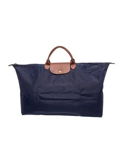 Pre-owned Longchamp Signature Weekender Bag In Blue